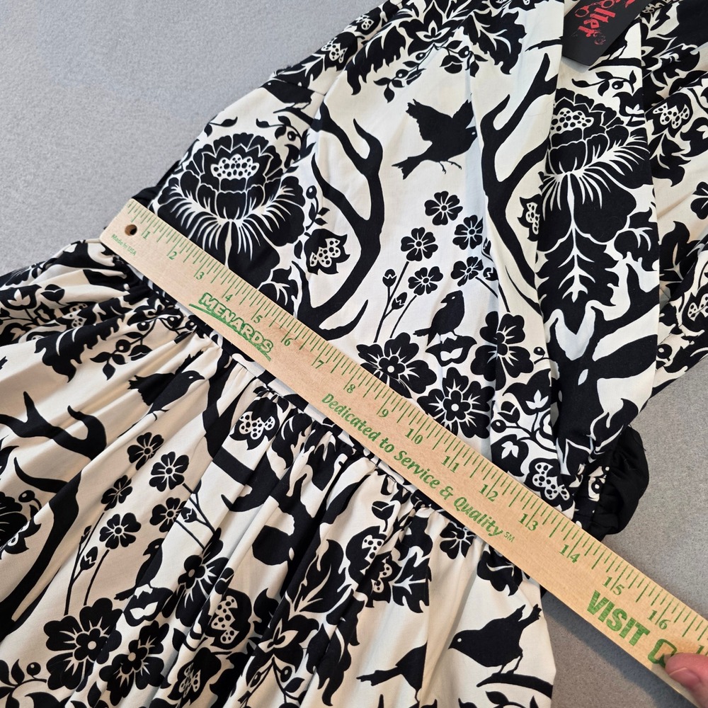 Folter Women Woodland Floral Bird Antler Fit Flare Rockabilly Dress Large NWT - Picture 10 of 11
